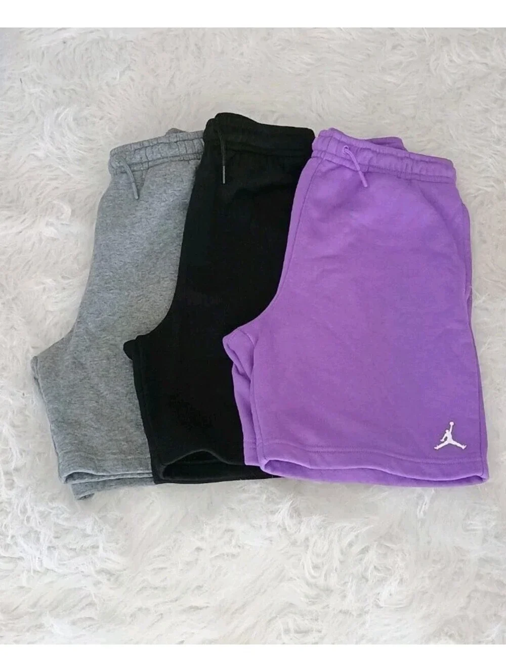 Jordan Youth Large Shorts Lot Of 3 Pair Black Purple Grey